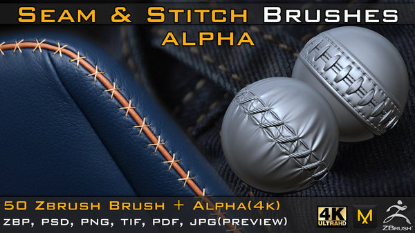 50 Seam & Stitch Brushes + Alpha Vol.4