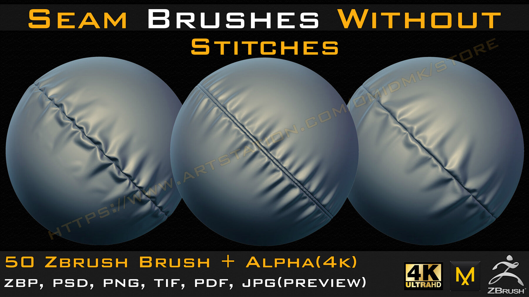 50 Seam Brushes Without Stitches (4k)+Alpha -Vol 03