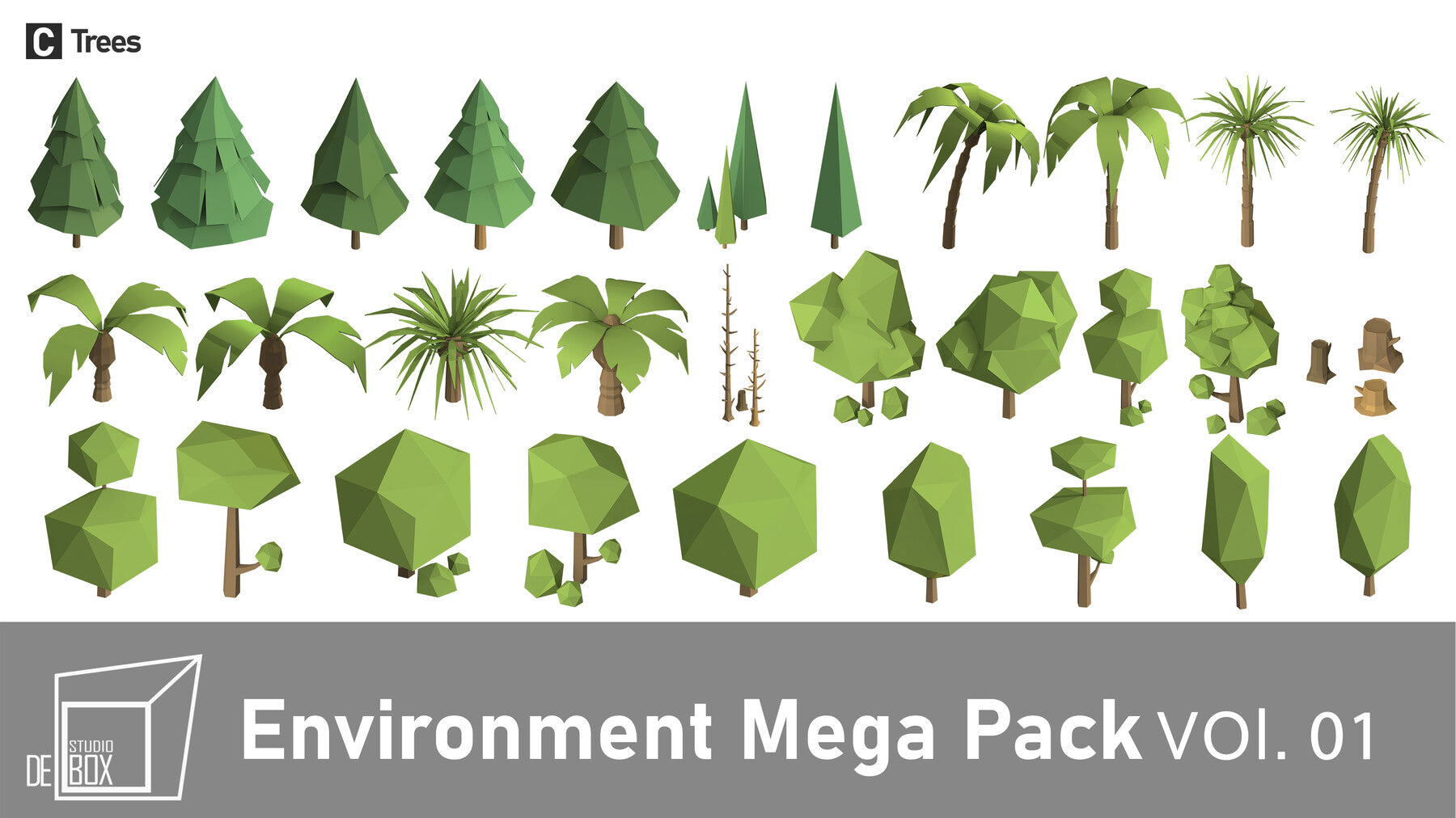 Low poly City maker-Buildings-Trees-Vehicles-Street-furniture-Vol.01