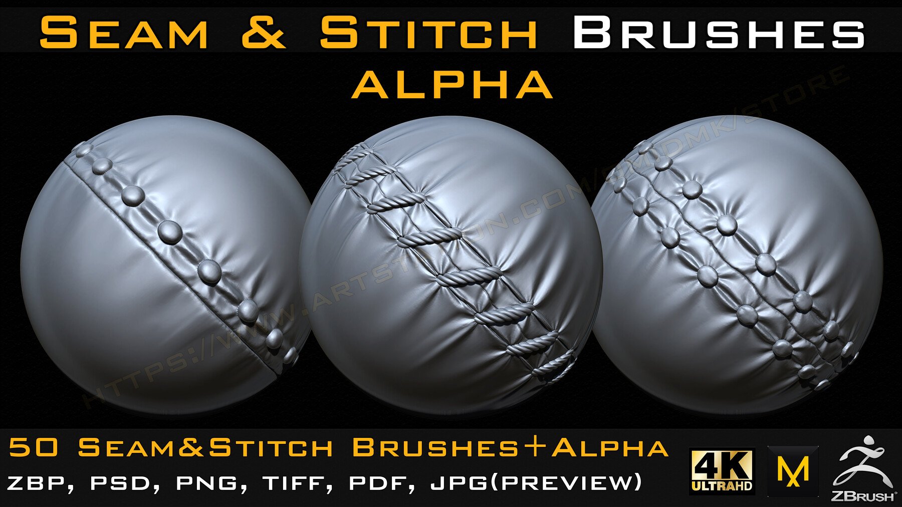50 Seam & Stitch Brushes + Alpha Vol.4