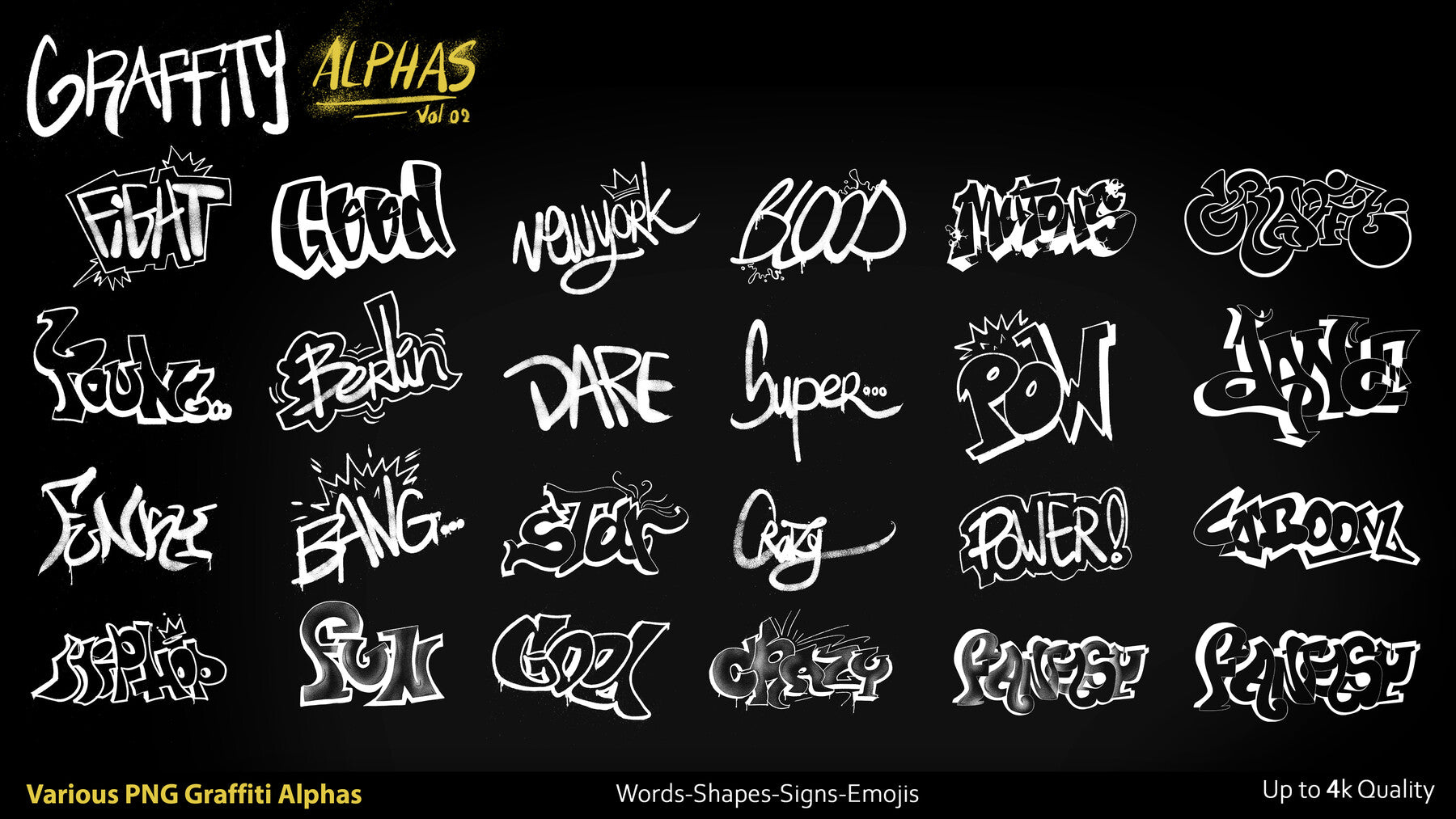 Graffiti Alphas-PNG-Vol02-Substance Painter-Photoshop