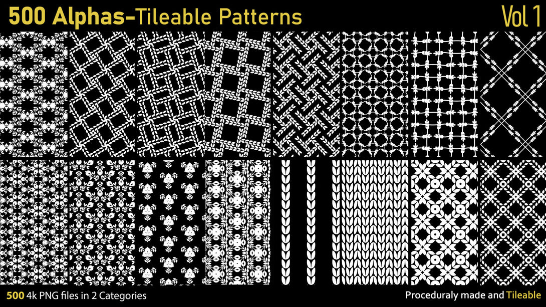 Alphas Substance Patterns 500 Alphas-Tileable Patterns-Vol1 – S3ART Store