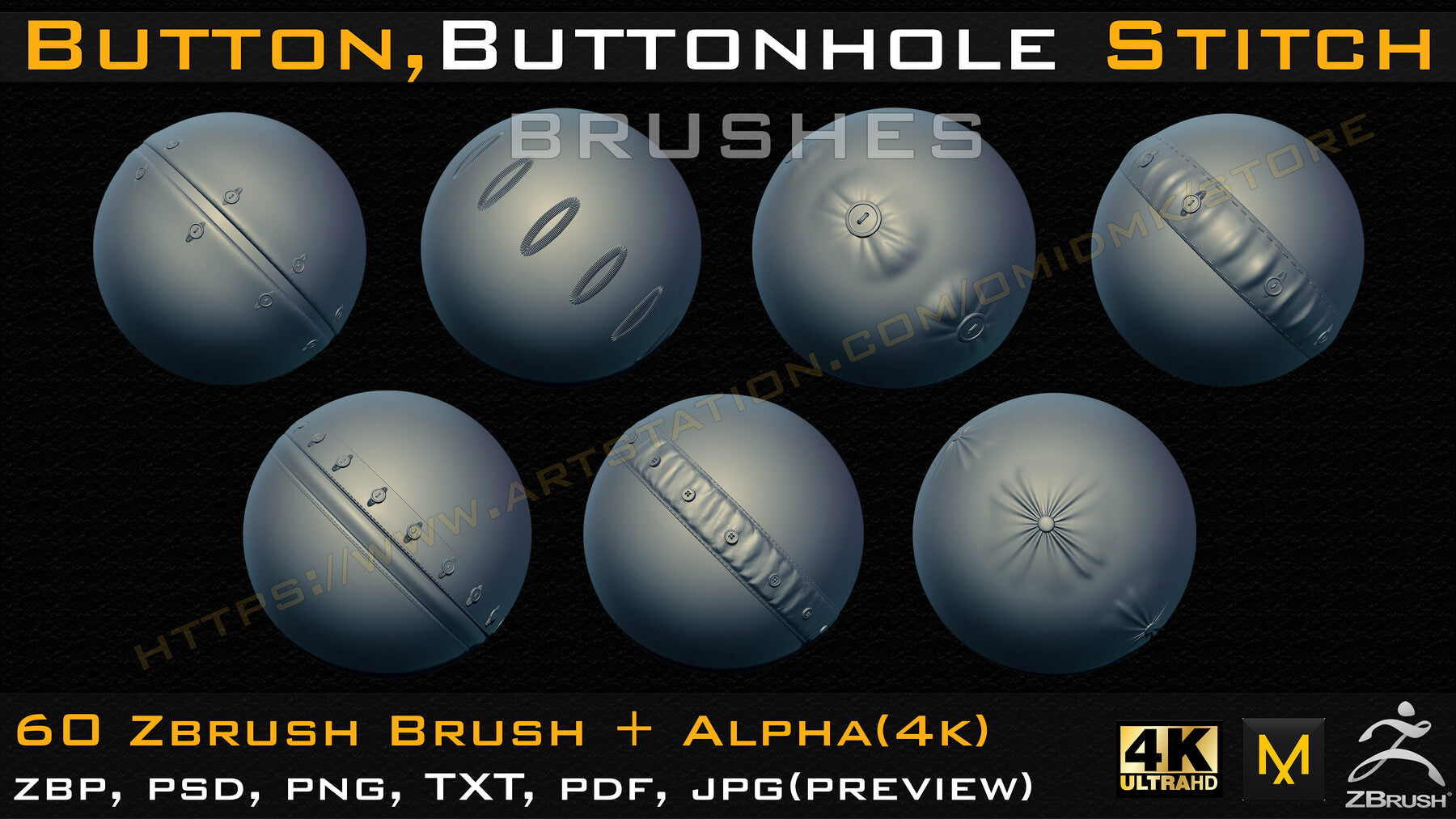 60 Button and Buttonhole Stitch brushes (4K) +Alpha -Vol 01