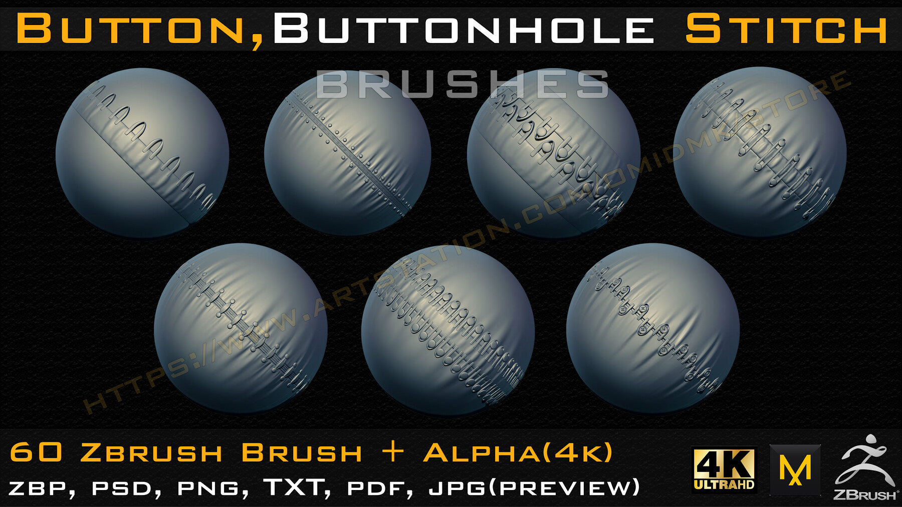 60 Button and Buttonhole Stitch brushes (4K) +Alpha -Vol 01