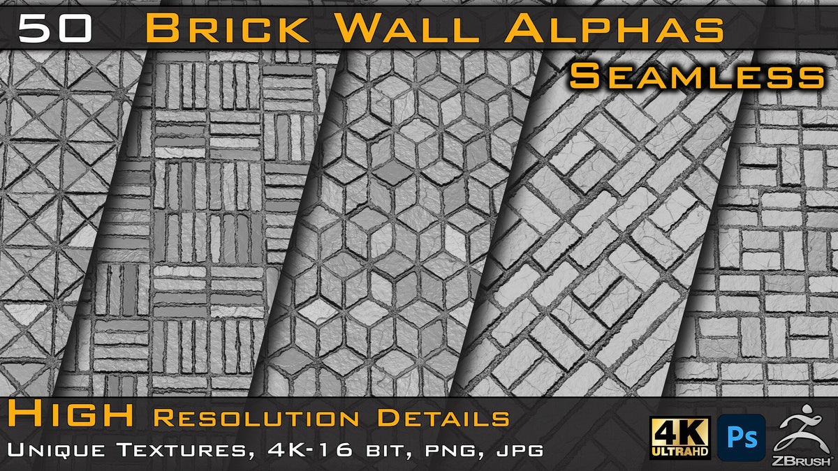 50 Seamless Brick Wall Alphas | S3ART Store