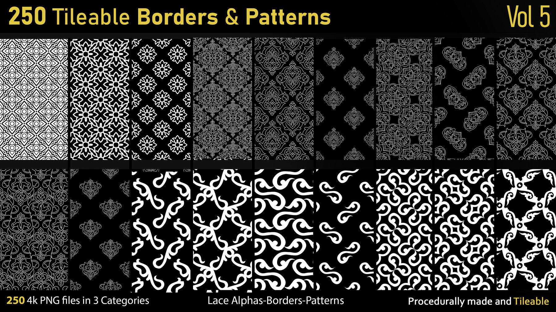 250 Alphas-Tileable Borders&Patterns-Vol5