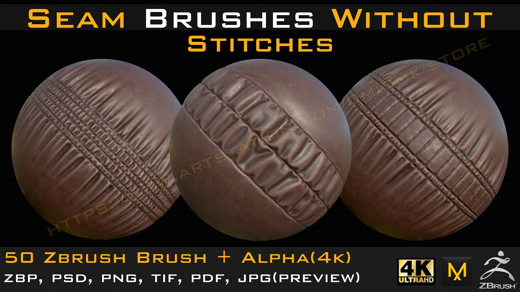 50 Seam Brushes Without Stitches (4k)+Alpha -Vol 04