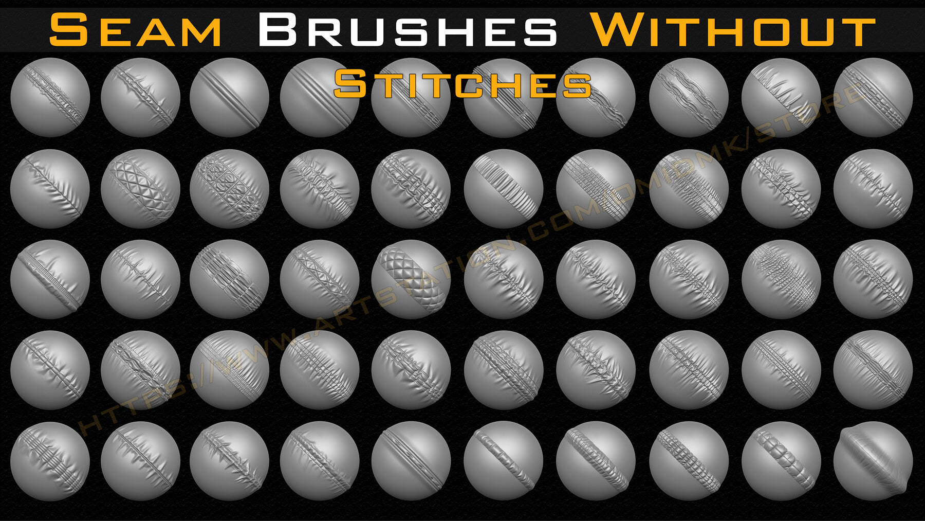 50 Seam Brushes Without Stitches (4k)+Alpha -Vol 02