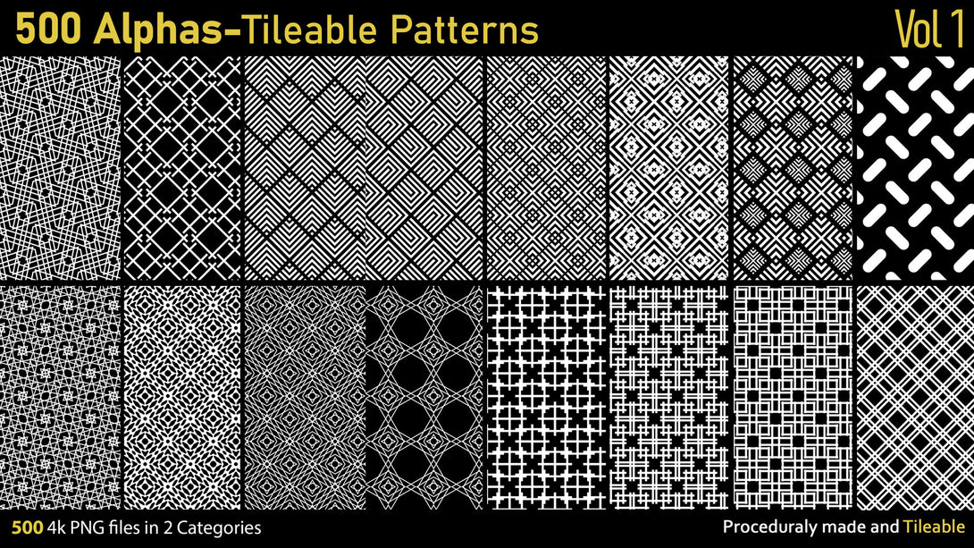Alphas Substance Patterns 500 Alphas-Tileable Patterns-Vol1 – S3ART Store