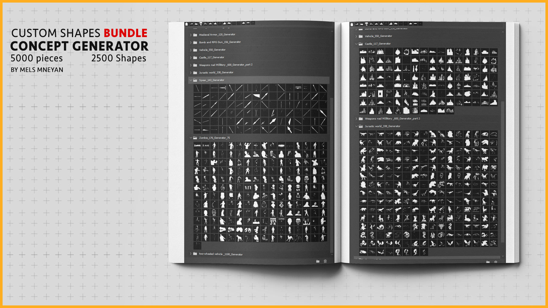 Concept Generator Tool [Custom shape Mega BUNDLE - 5200 pieces ] [Photoshop]