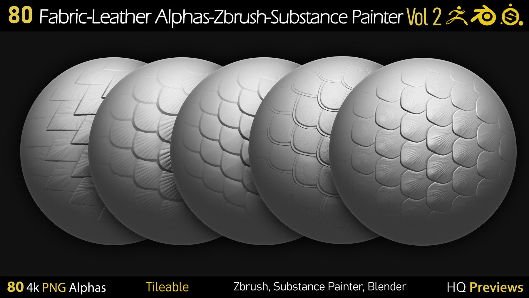 80 4K Fabric-Leather Tileble Alphas-PNG-Zbrush-Substance Painter-vol2