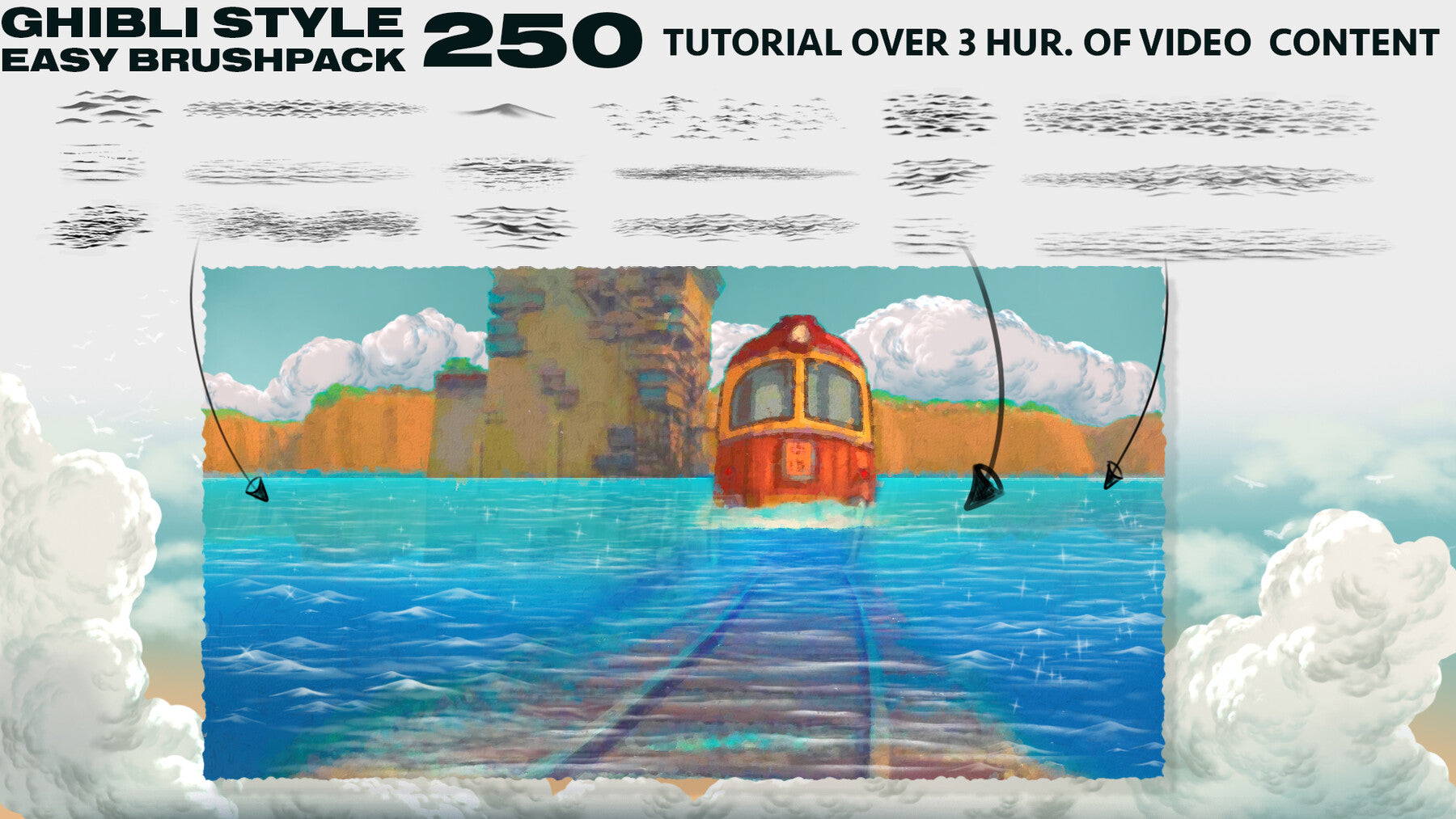 250 -GHIBLI STYLE EASY BRUSH-PACK and how to use it (TUTORIAL) [GROUND, WATER , SKY] -BUNDLE-