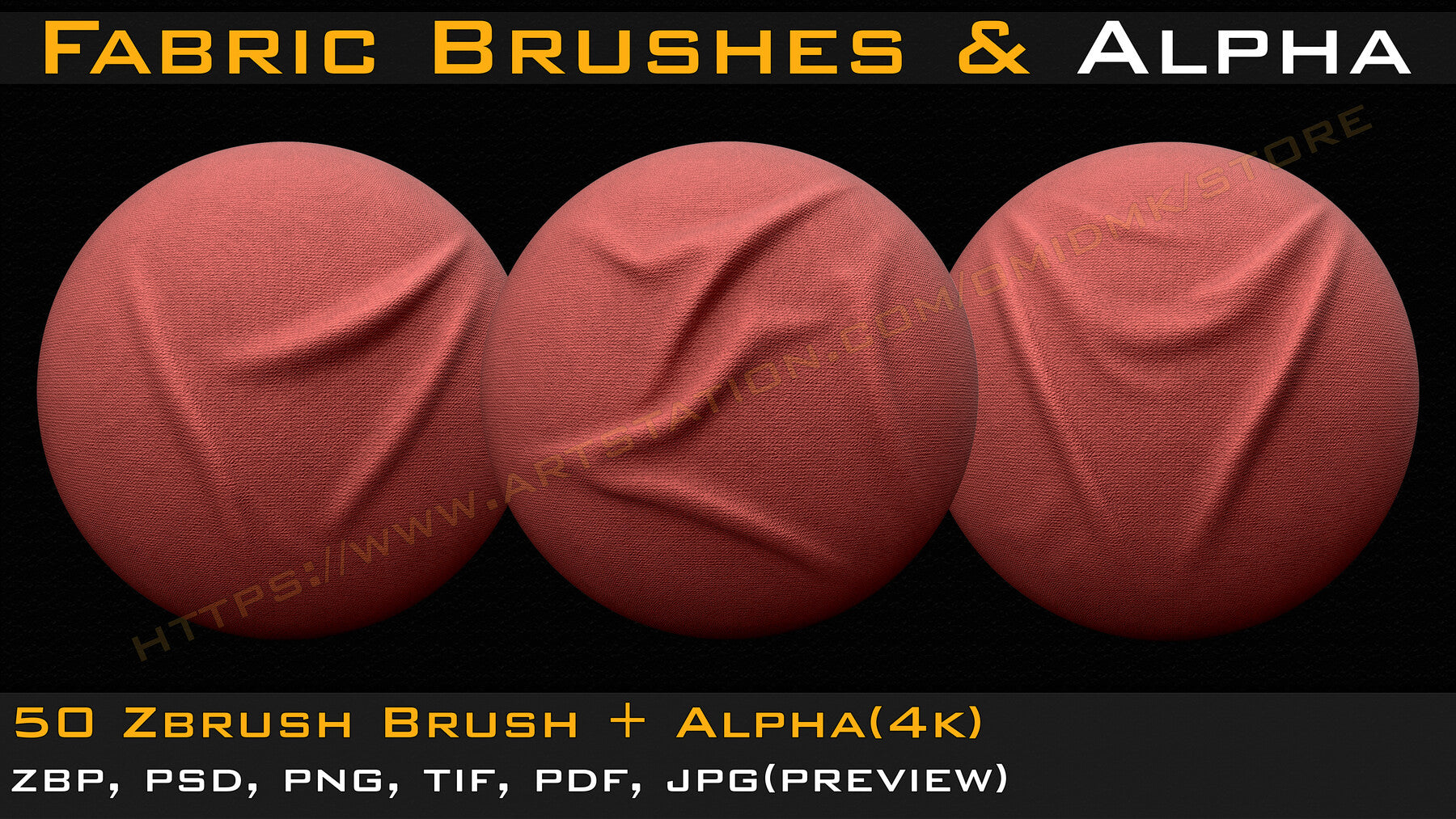 50 +10 Fabric & leather Brushes (4k) Tension & Compression Folds- Alpha V-01