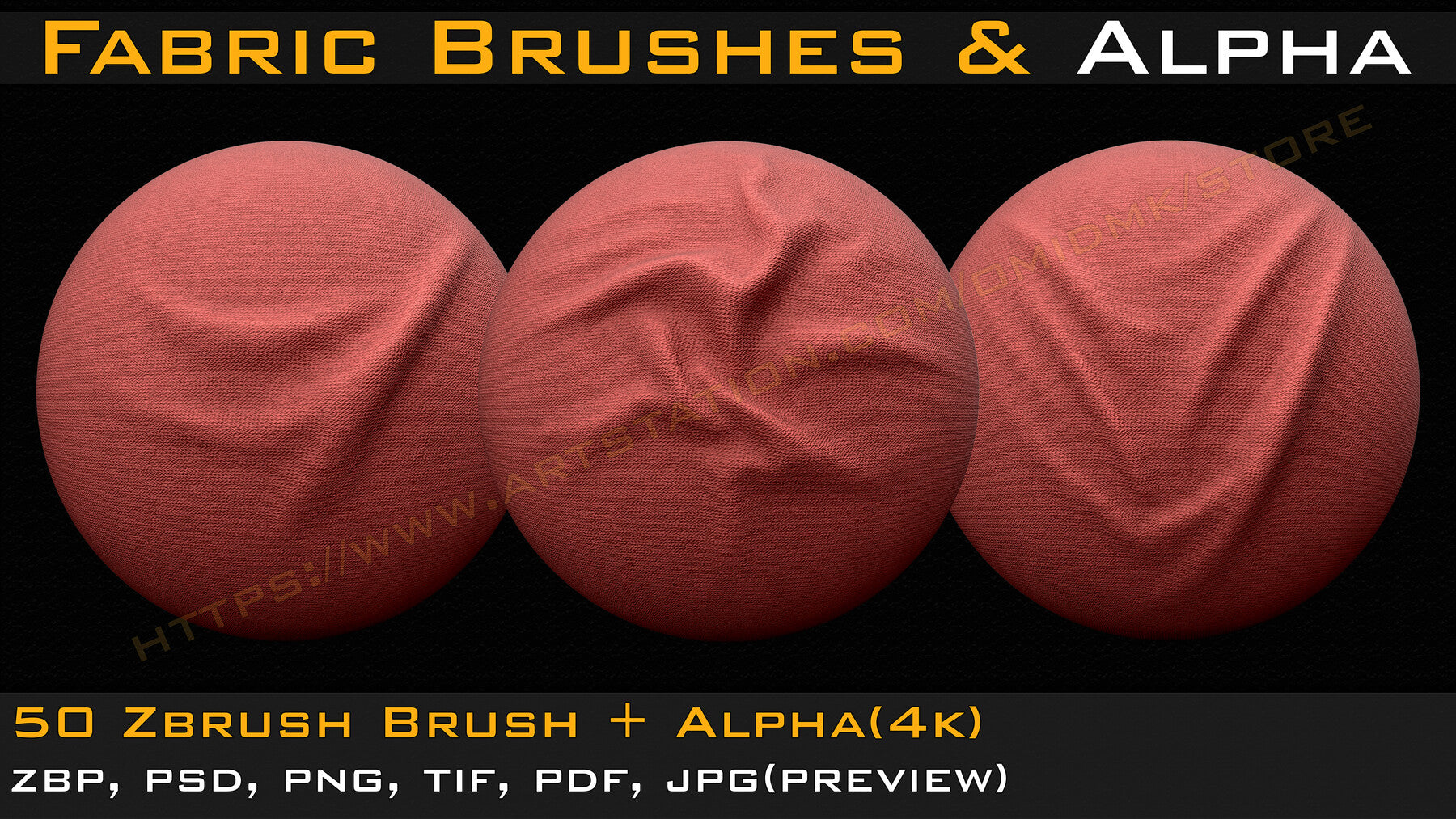 50 +10 Fabric & leather Brushes (4k) Tension & Compression Folds- Alpha V-01