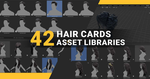 42 Hair Cards Model For Blender ( Asset Browser ) Male And Female