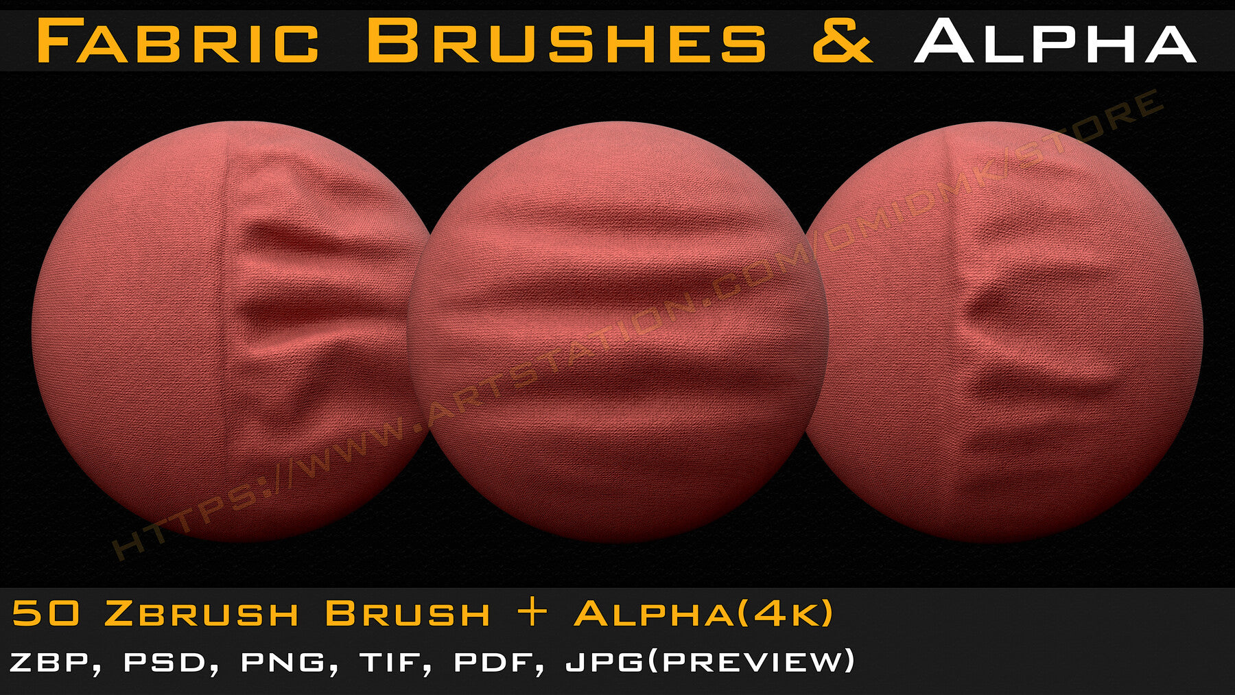 50 +10 Fabric & leather Brushes (4k) Tension & Compression Folds- Alpha V-01