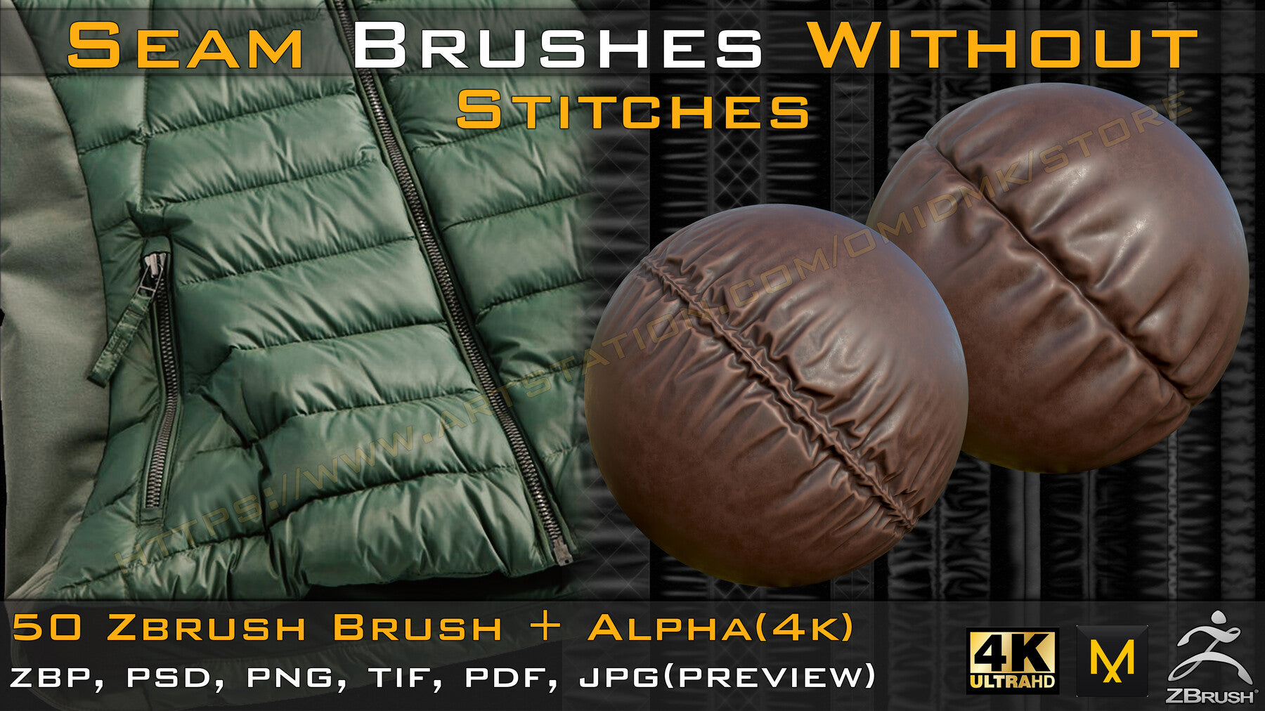 50 Seam Brushes Without Stitches (4k)+Alpha -Vol 04