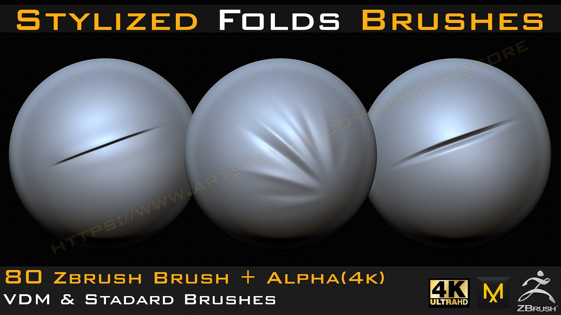 80 Stylized Fold and Seam Stitch Brushes + Alpha