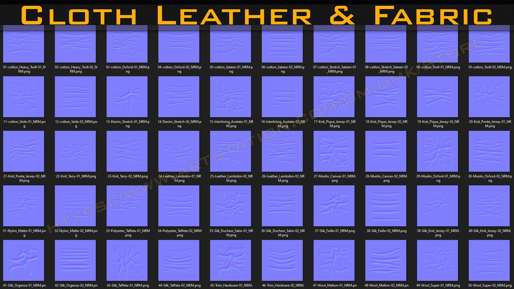 50 cloth Leather & Fabric Brushes (4k) Tension & Compression Folds- Alpha + Normal Maps V-02