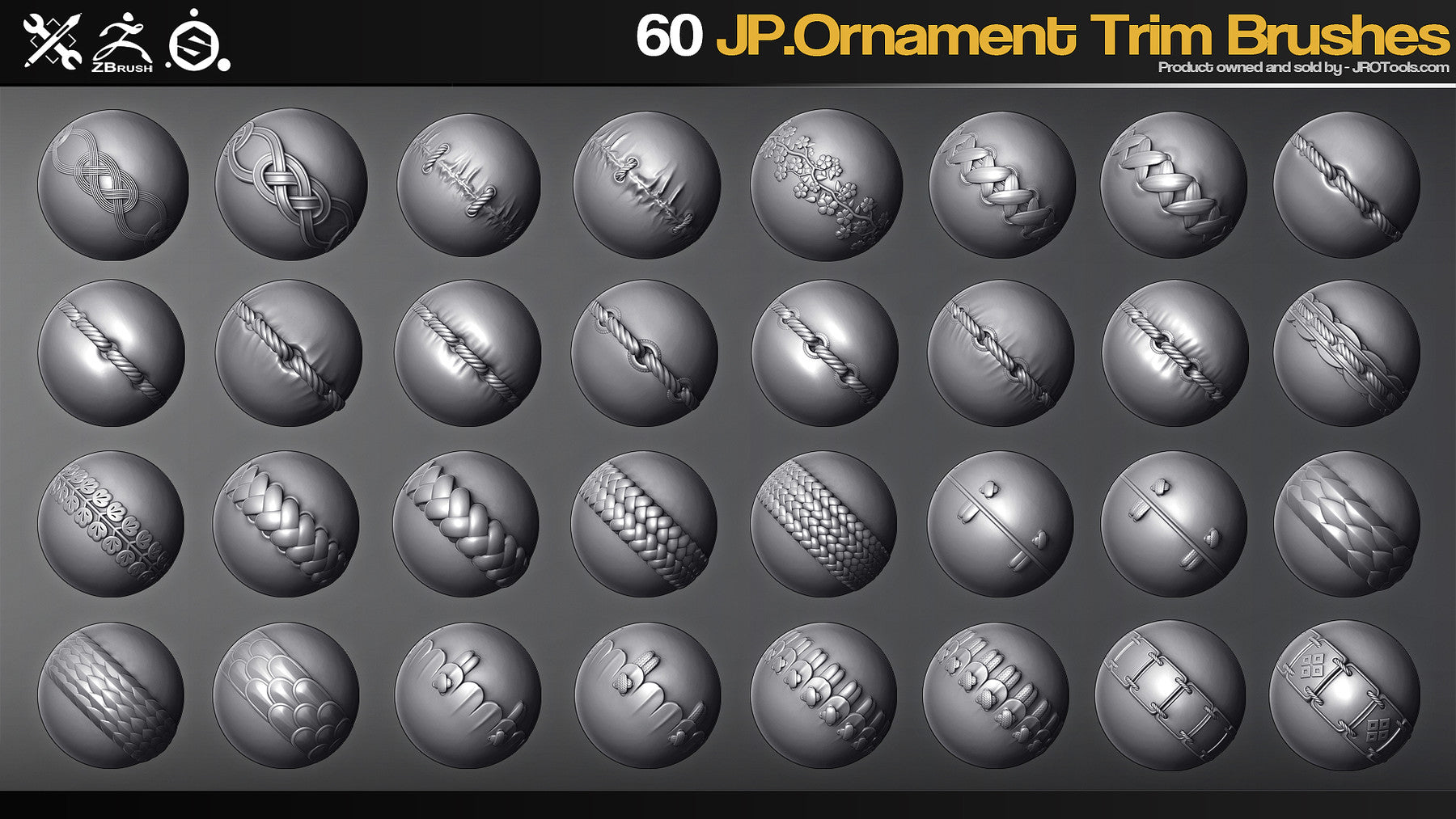 ZBrush - 60 JP.Ornament Trim Brushes