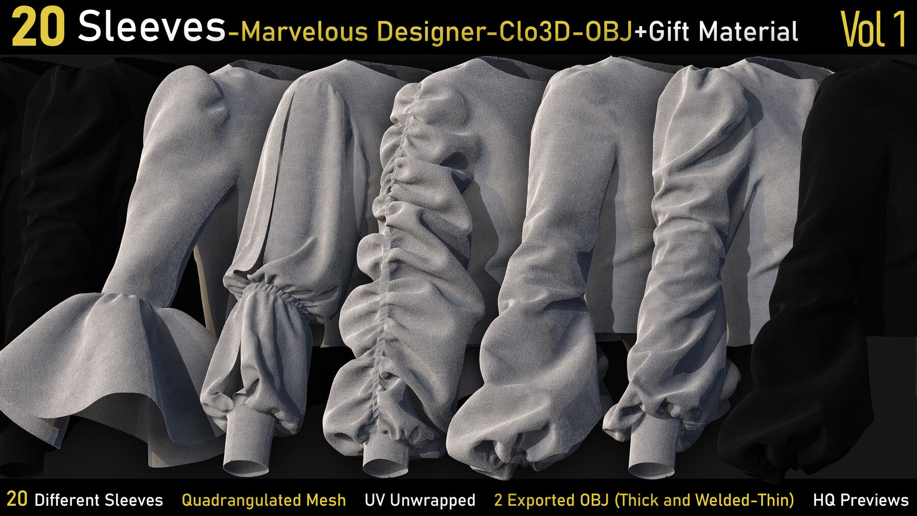 20-Sleeves-Marvelous designer-Clo3d-OBJ