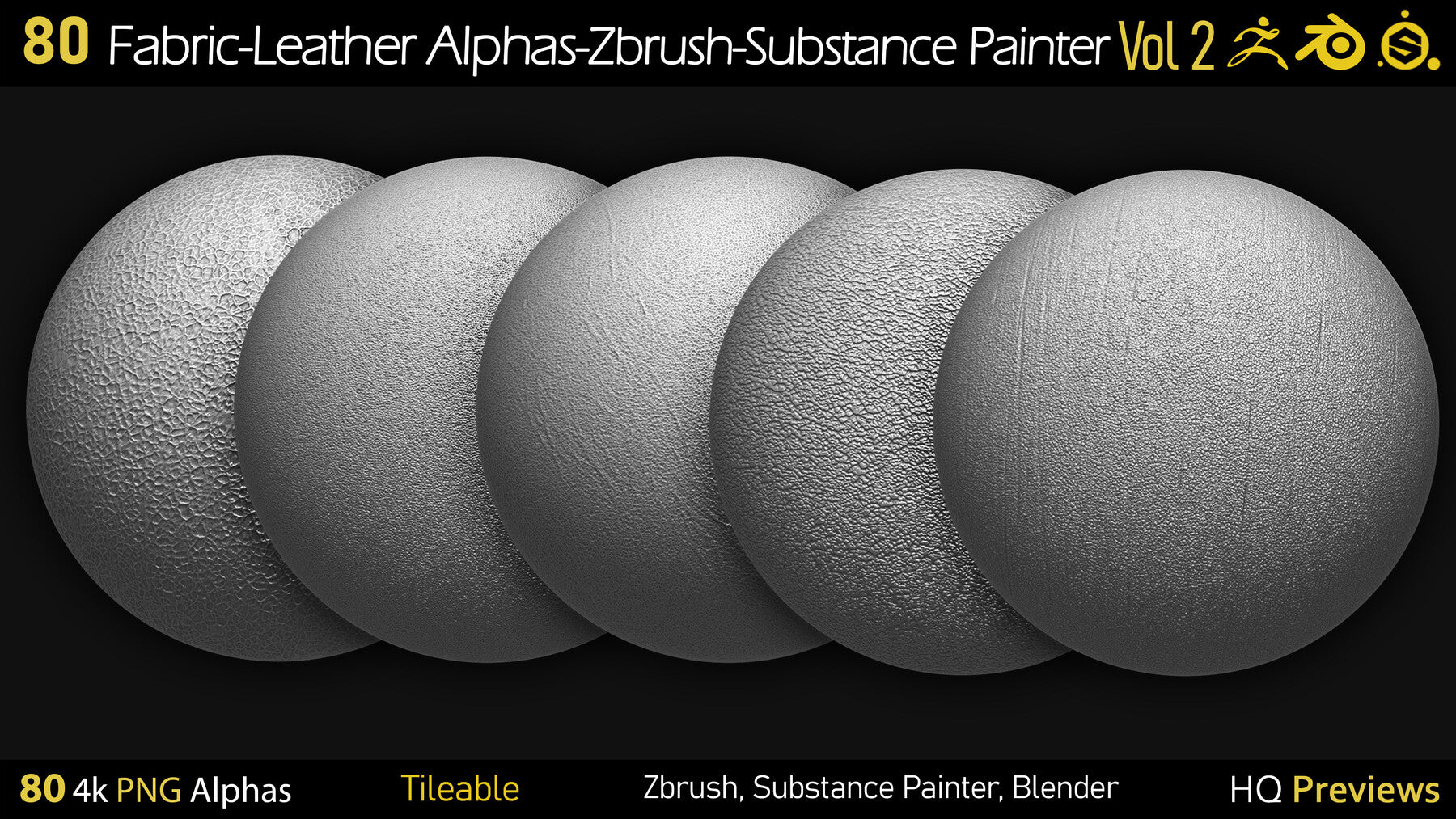 80 4K Fabric-Leather Tileble Alphas-PNG-Zbrush-Substance Painter-vol2