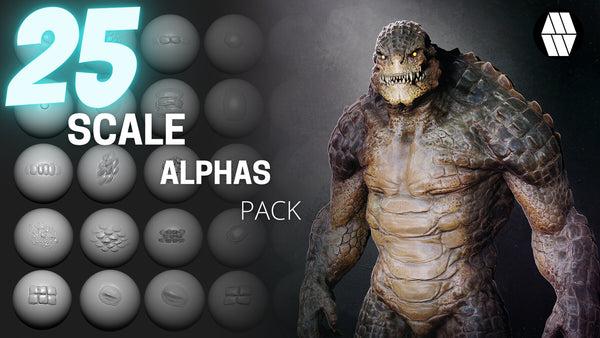 25 Reptile Scale Alphas for ZBrush