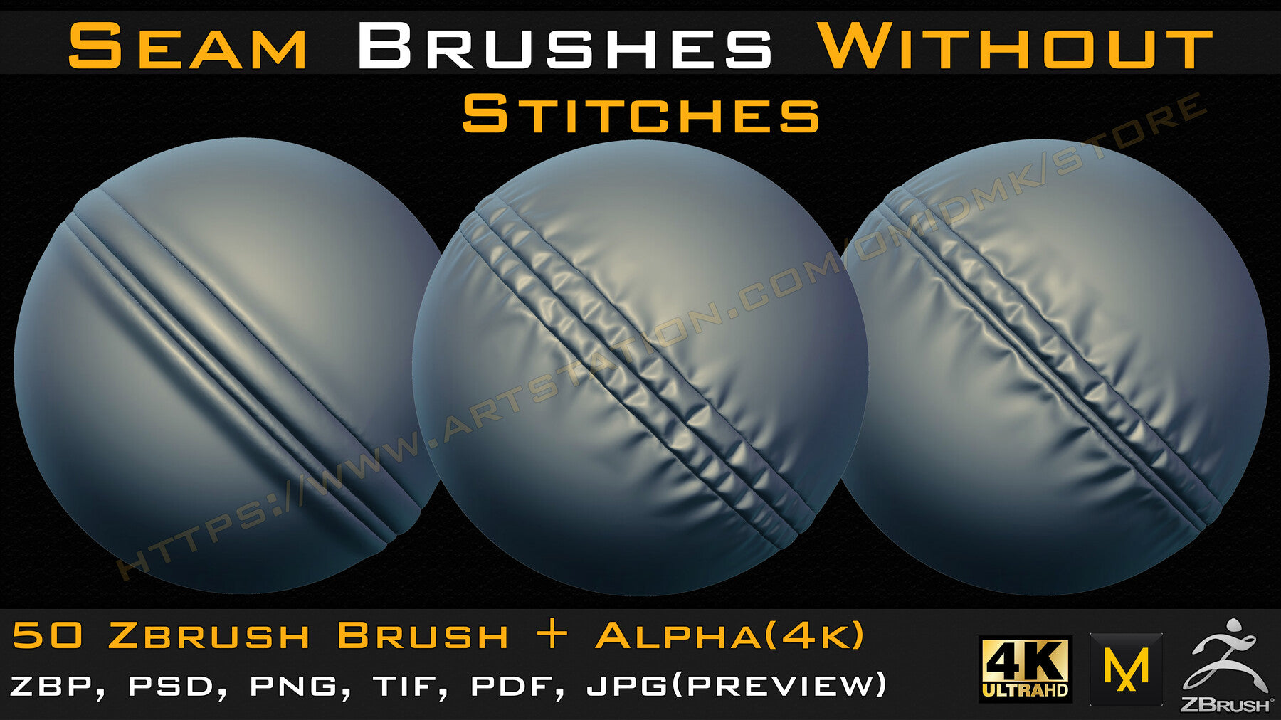 50 Seam Brushes Without Stitches (4k)+Alpha -Vol 03