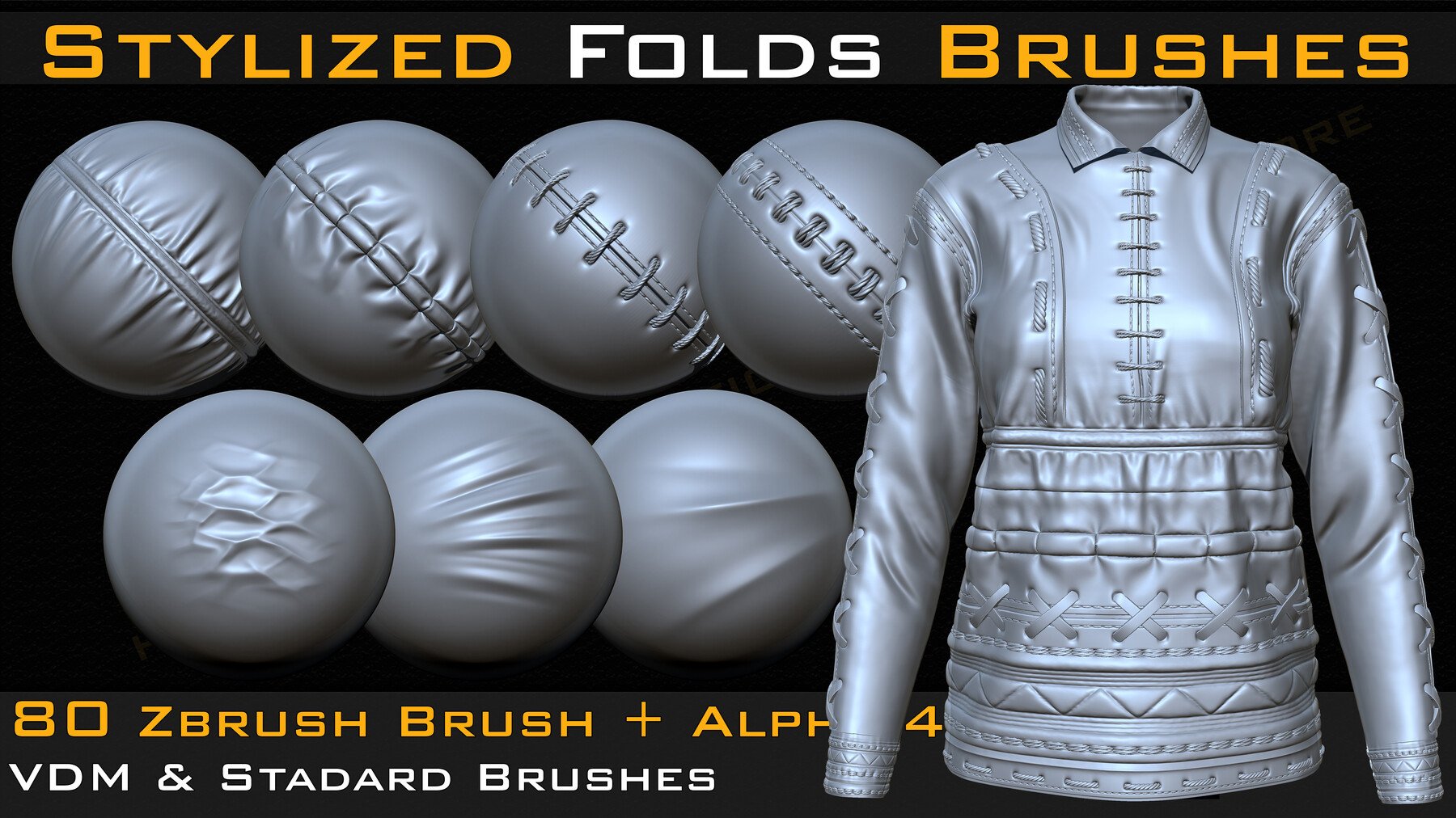 80 Zipper Parts for ZBrush