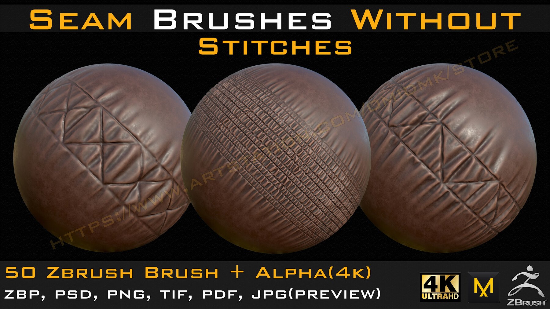 50 Seam Brushes Without Stitches (4k)+Alpha -Vol 04