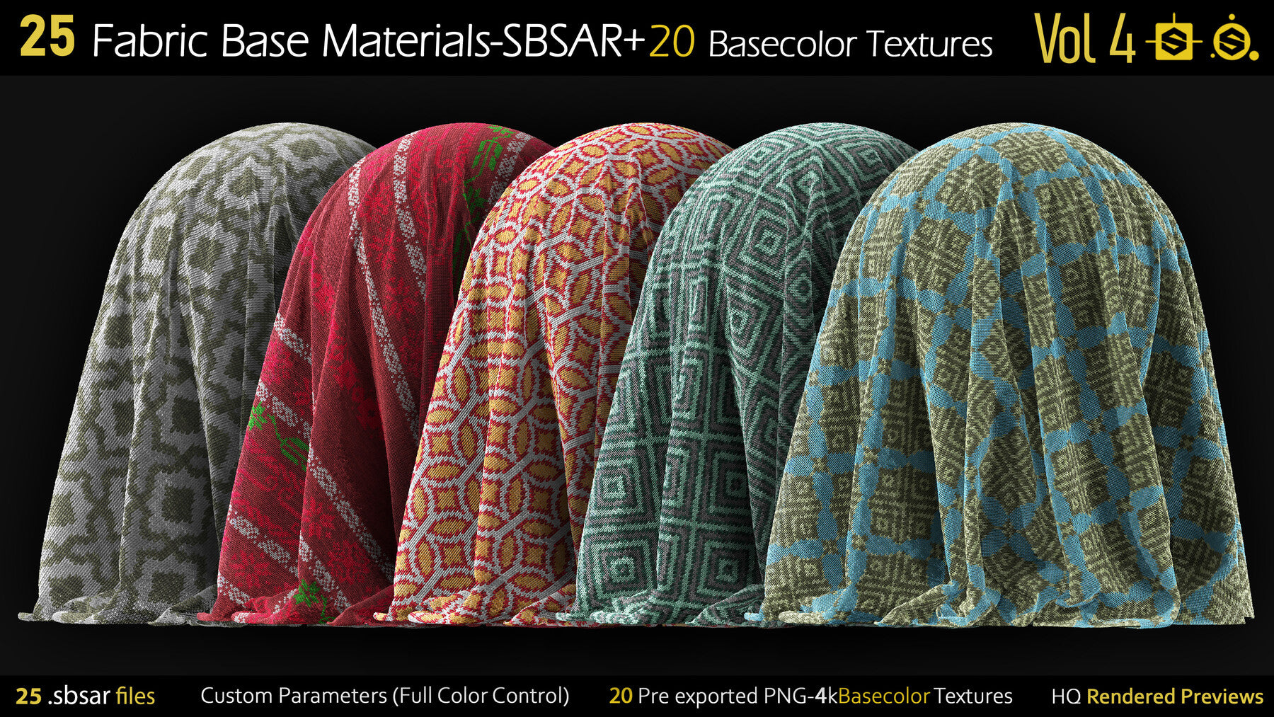 25 Fabric Materials-sbsar+20Basecolor Textures