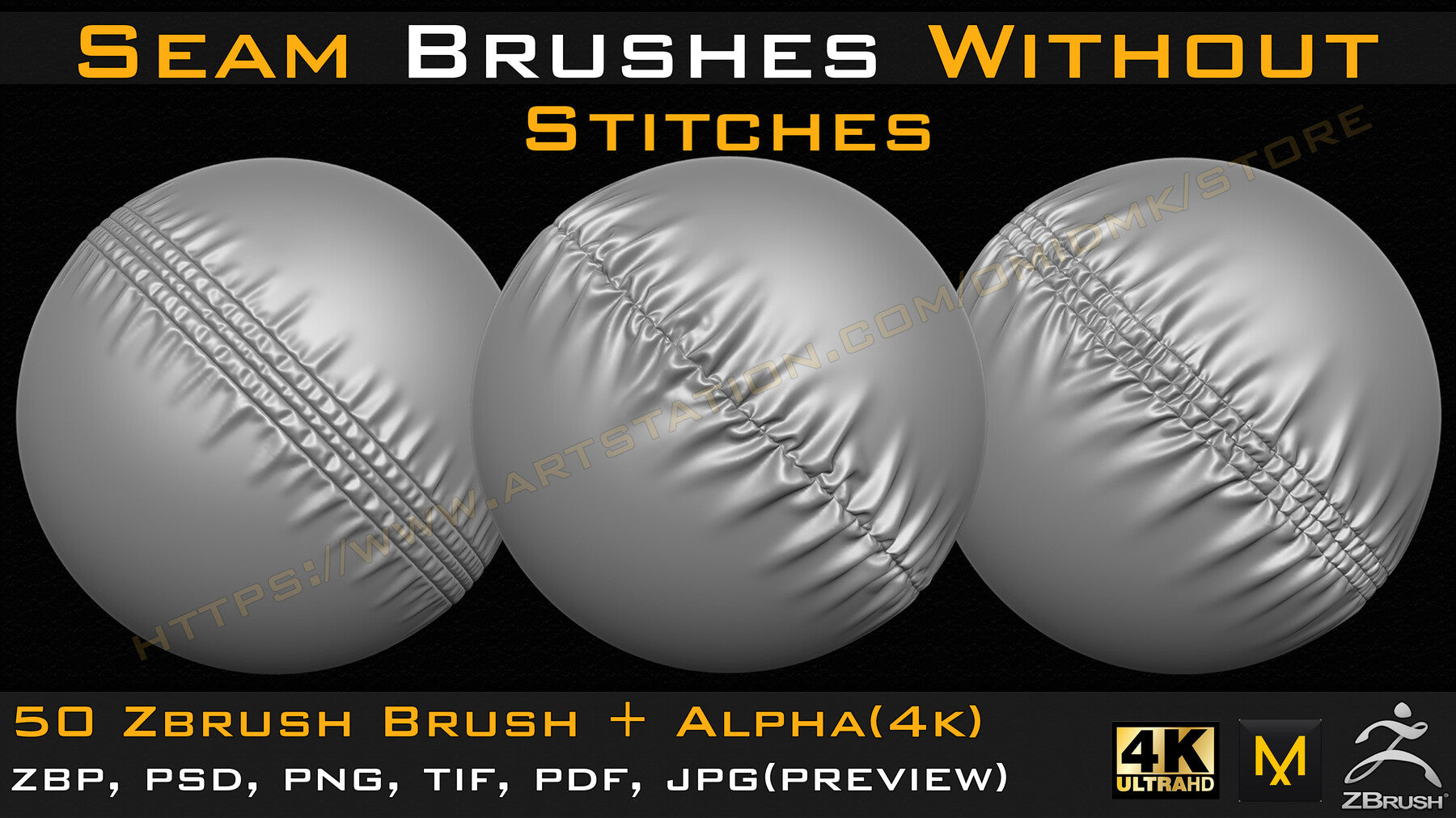 50 Seam Brushes Without Stitches (4k)+Alpha -Vol 02