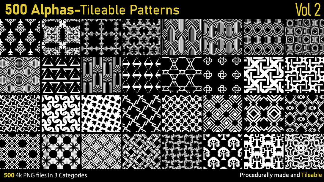 Alphas Substance Patterns 500 Alphas-Tileable Patterns-Vol2 – S3ART Store
