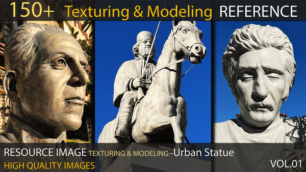 150+ Texturing & Modeling Reference - Urban Statue - VOL 01