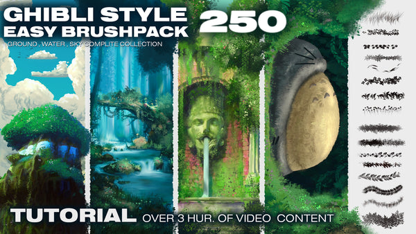 250 -GHIBLI STYLE EASY BRUSH-PACK and how to use it (TUTORIAL) [GROUND, WATER , SKY] -BUNDLE-