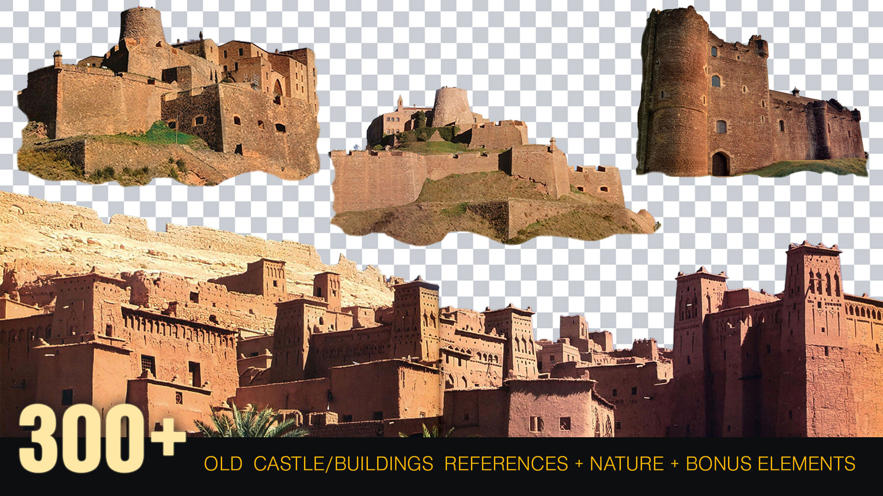 300+ Old Castle / Buildings reference Pack + Nature + Bonus [Transparent BG] Perfect For Matte Painting And Photobash