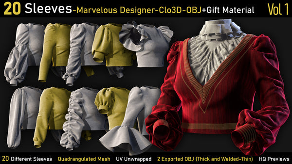 20-Sleeves-Marvelous designer-Clo3d-OBJ