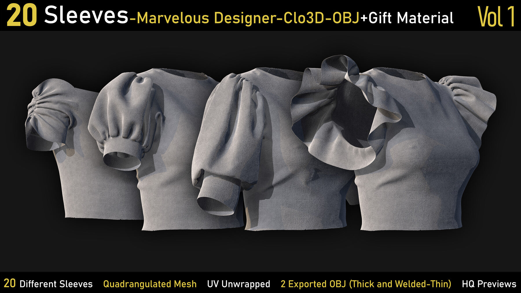 20-Sleeves-Marvelous designer-Clo3d-OBJ