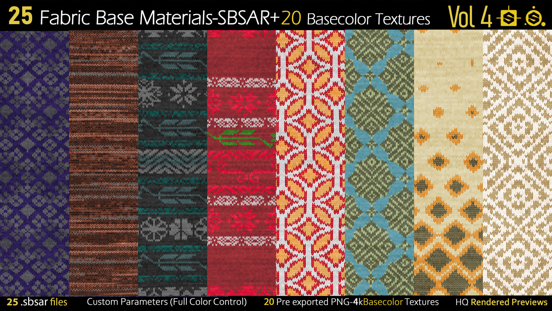 25 Fabric Materials-sbsar+20Basecolor Textures