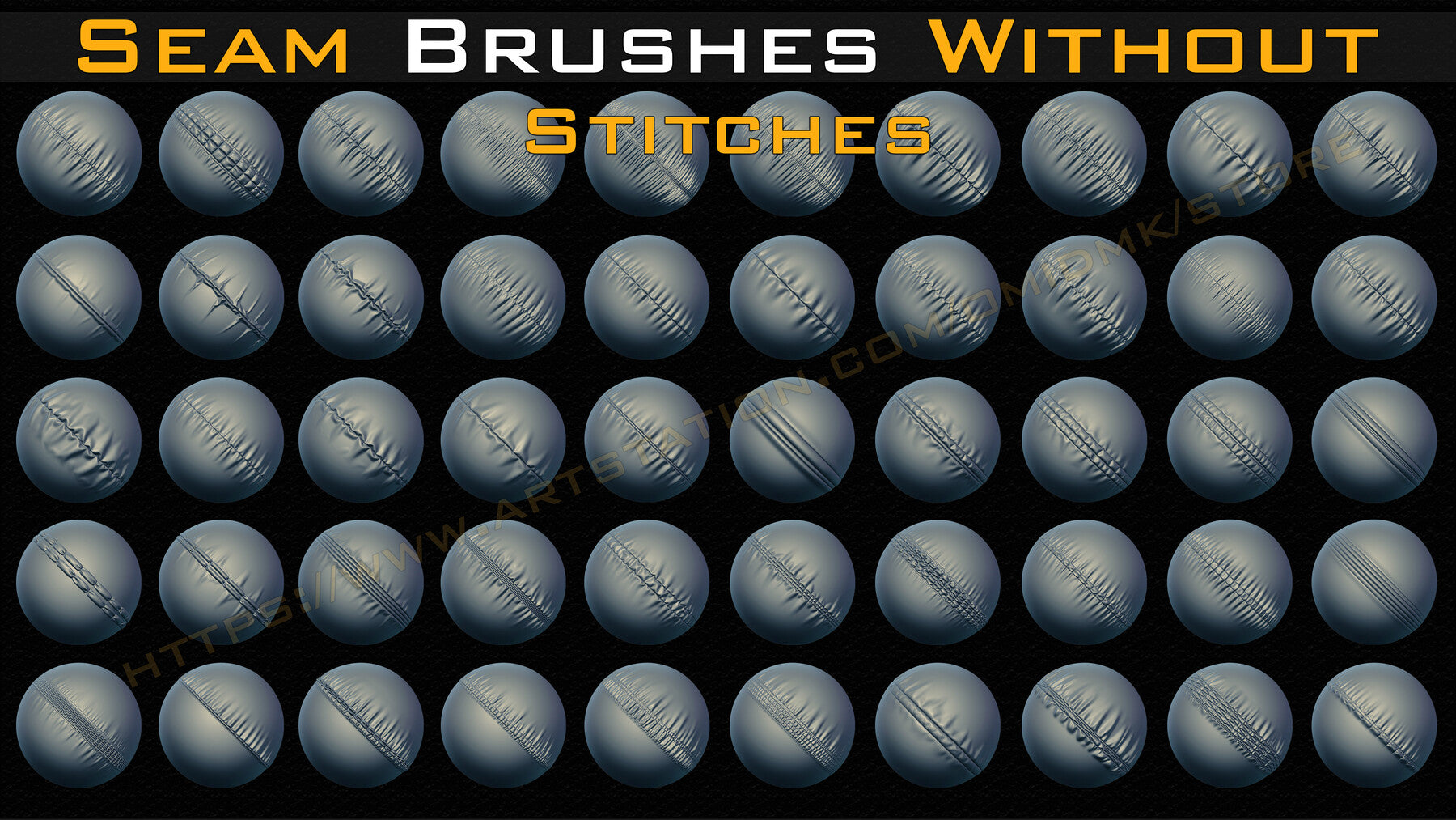 50 Seam Brushes Without Stitches (4k)+Alpha -Vol 03