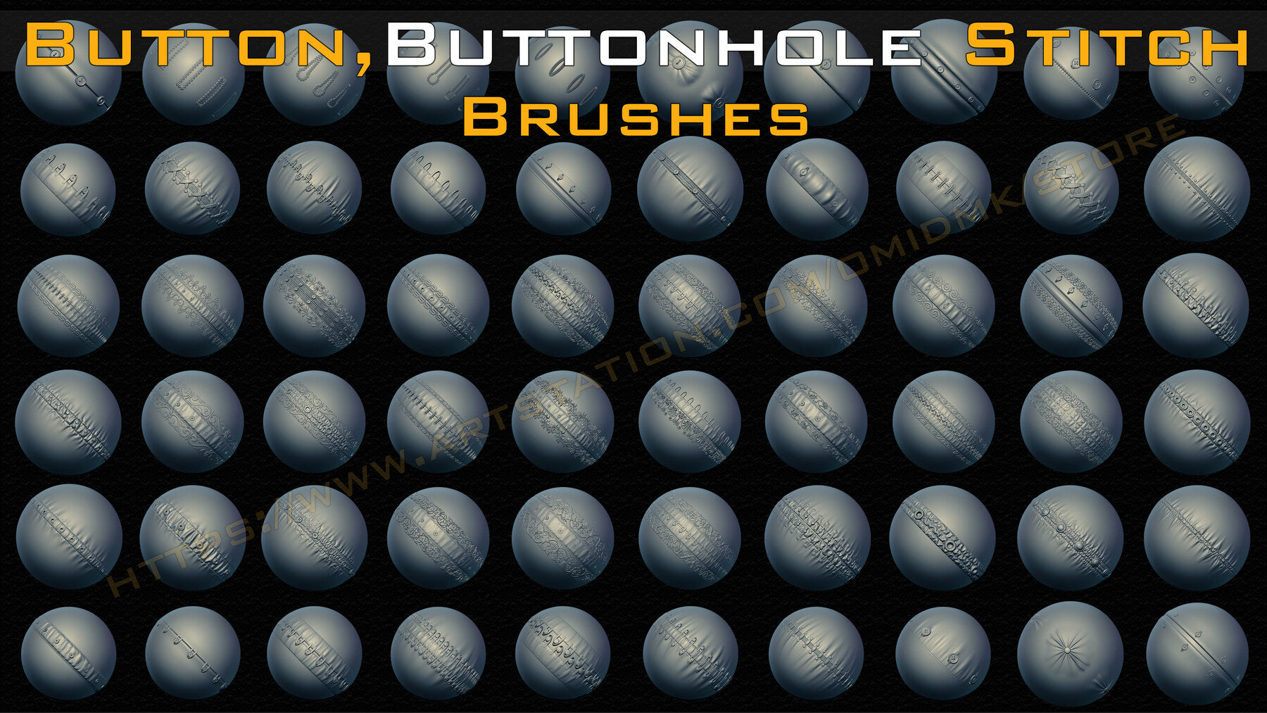 60 Button and Buttonhole Stitch brushes (4K) +Alpha -Vol 01