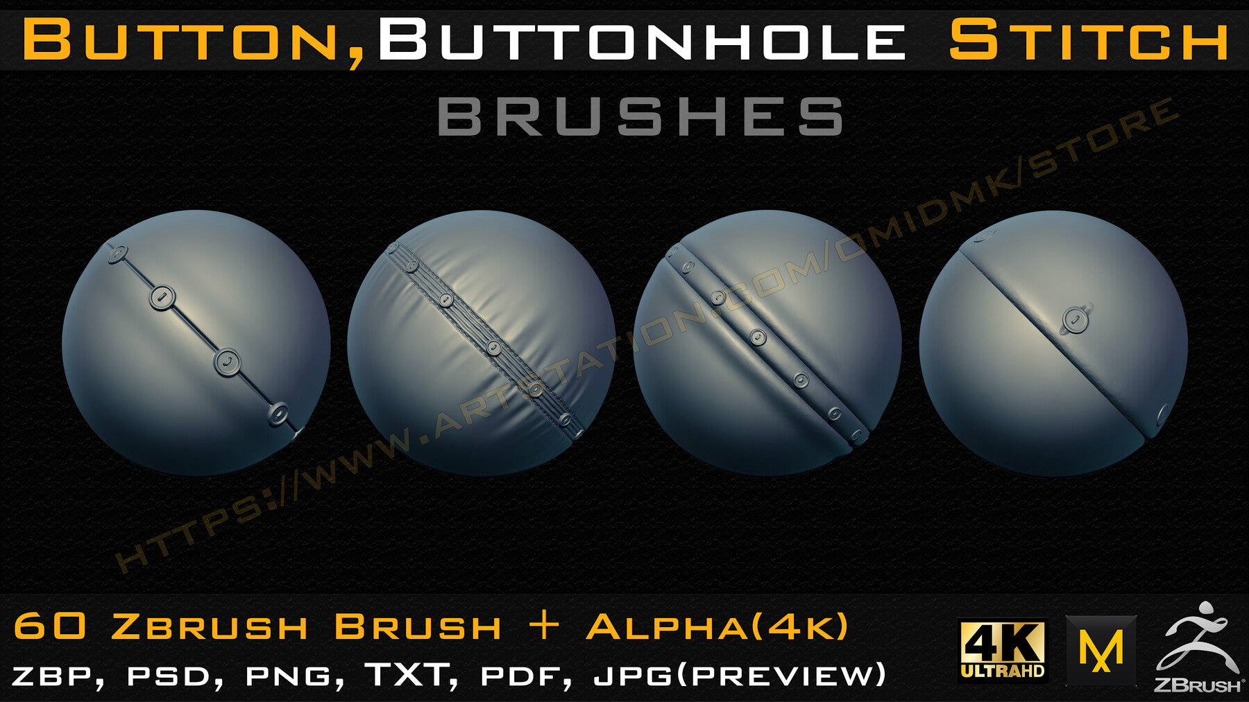 60 Button and Buttonhole Stitch brushes (4K) +Alpha -Vol 01