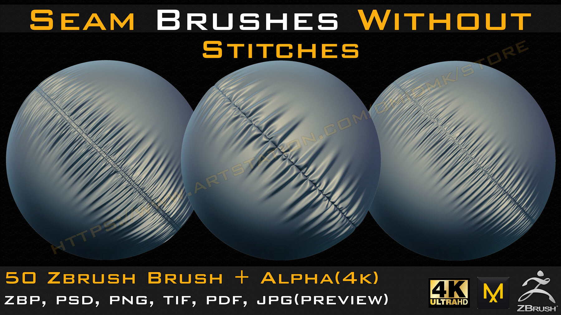 50 Seam Brushes Without Stitches (4k)+Alpha -Vol 03