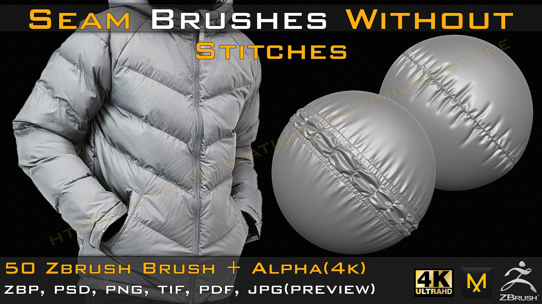 50 Seam Brushes Without Stitches (4k)+Alpha -Vol 02