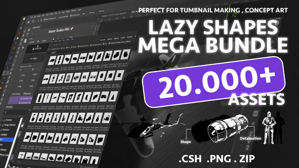 20.000+ LAZY SHAPES MEGA BUNDLE (Staps, Brushes, Shapes) [.csh .png] PS Plugins Assets