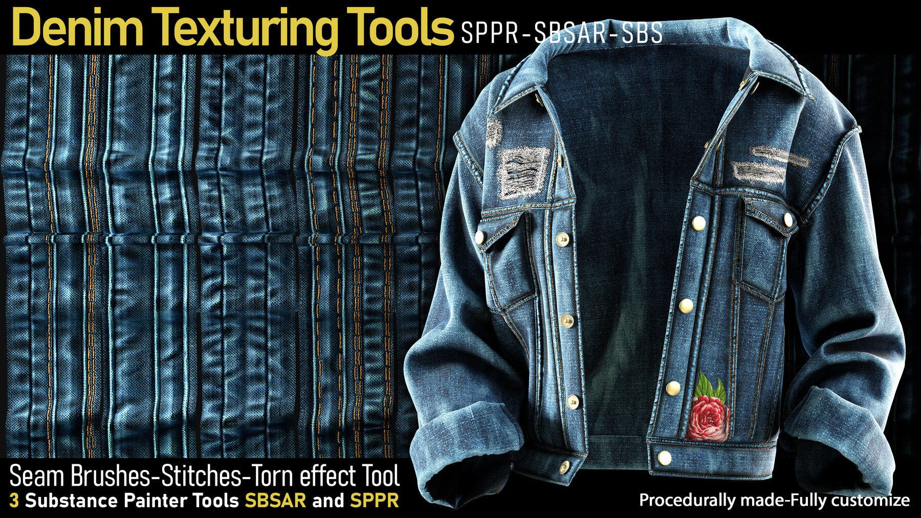 Texturing Tool Stitching Texturing Tools for Substance Painter | S3ART Store