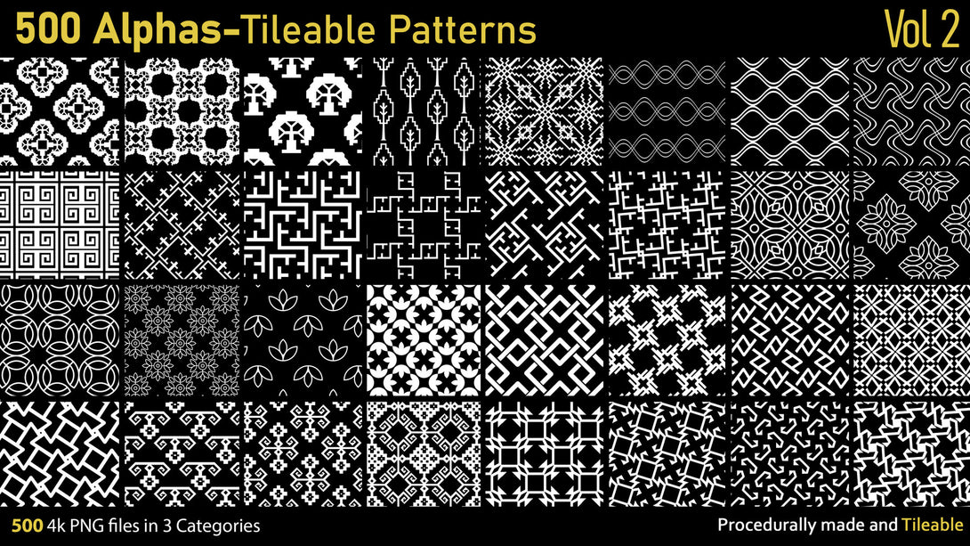 Alphas Substance Patterns 500 Alphas-Tileable Patterns-Vol2 – S3ART Store
