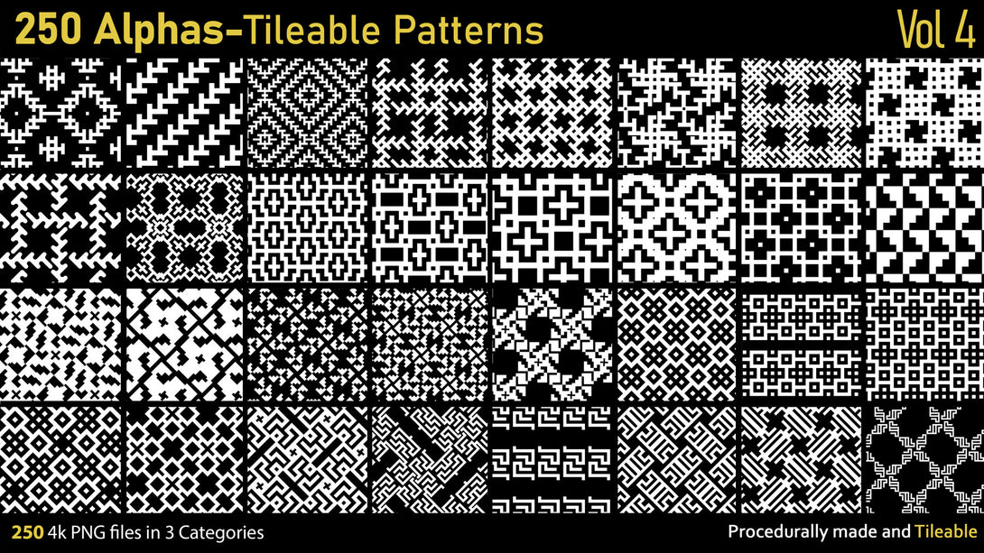 Alphas Substance Patterns 250 Alphas-Tileable Patterns-Vol4 – S3ART Store