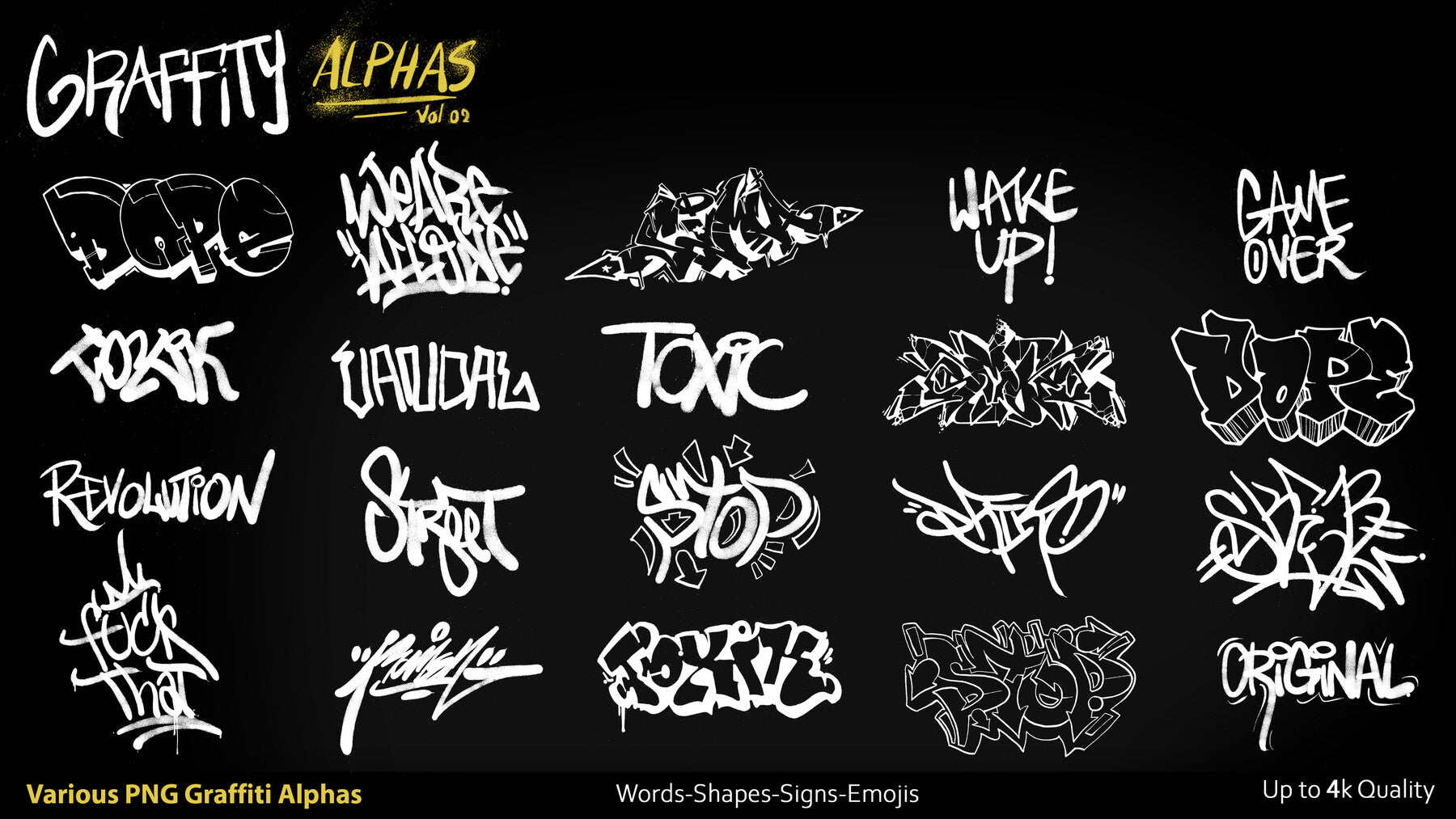 Graffiti Alphas-PNG-Vol02-Substance Painter-Photoshop