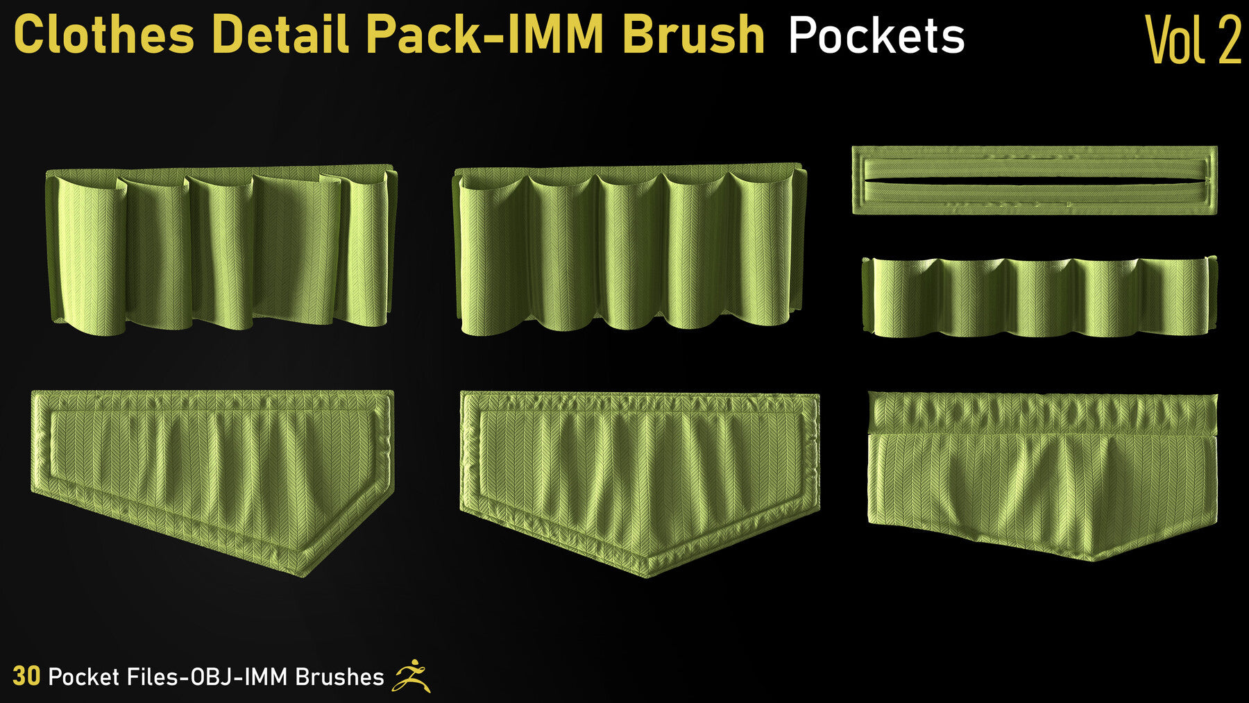 Vol.2 Cloth Details Pack - Pockets IMM Brush for ZBrush